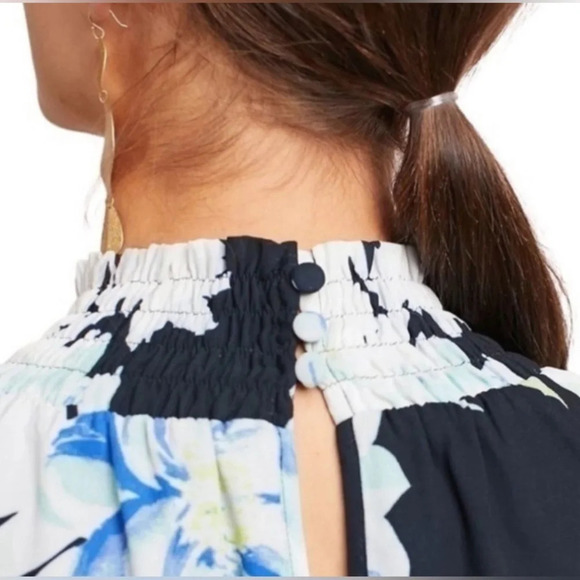 Yumi Kim Class Act Floral Mock Neck Keyhole Back Tiered Long Sleeve Dress Small - Picture 7 of 16